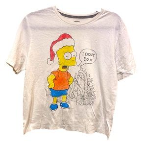 Bart Simpson Christmas Tree Cropped TShirt - Size Small